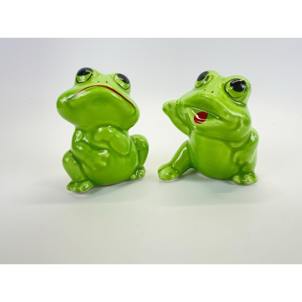 Vintage 1986 Artmark Froggy Frog Salt Pepper Shakers Ceramic Taiwan w/ Box - Picture 2 of 9